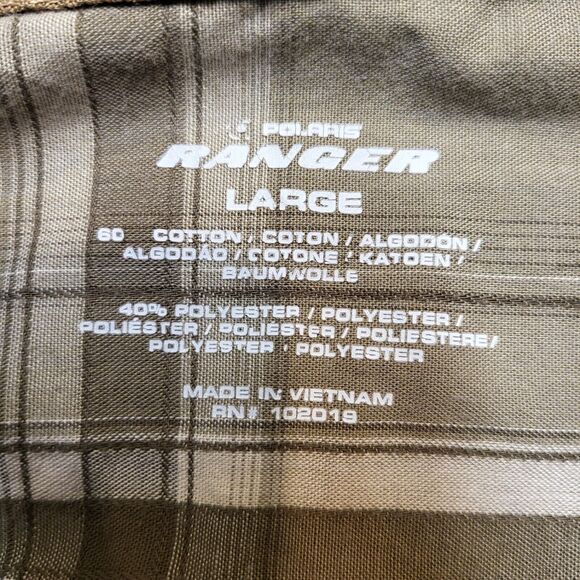 Polaris Ranger Shirt Mens L Brown Plaid Button Up Long Sleeve Pockets - Picture 3 of 8